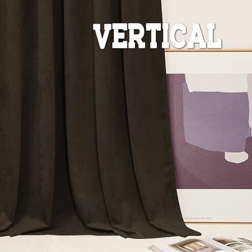 RYB HOME Velvet Room Darkening Curtains for Living Room 72 inches Long