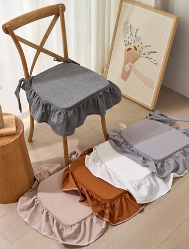 vctops Cotton Ruffled Chair Cushion for Kitchen Dining Room Chairs