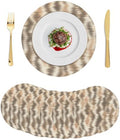 Minimalist Taupe Waves Round Braided Placemats Set of Set of 8 Heat