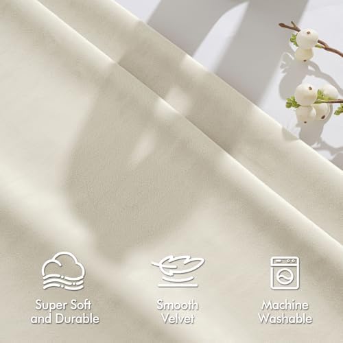 MIULEE Ivory Velvet Blackout Curtains 108 Inch Long 2 Panels, W40 x