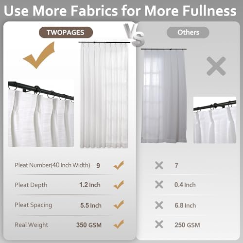 TWOPAGES Light Gray Blackout Thermal Insulated Curtain with White