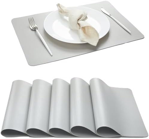 DOLOPL Faux Leather Placemats Set of 6, Heat Resistant Table mats