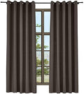 TWOPAGES Brown Grommet Linen Curtains for Bedroom,54Wx 96L,Set of 2