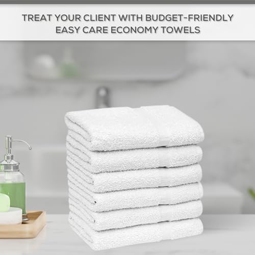 GOLD TEXTILES 60 White Economy Bath Towels Bulk (24x48 Inch) Cotton