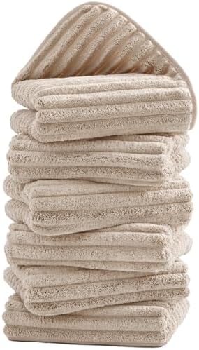 6 Pack Soft Microfiber Hand Towels for Bathroom, 16"x30", Beige