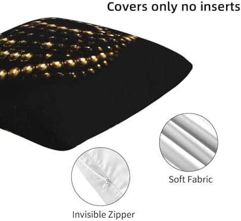 (Gold Black) Set of 2 Throw Pillow Covers 18"X18" Decorative Cushion