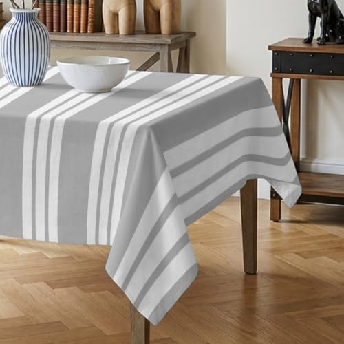 YOUNGKIDS Tablecloth Minimalist Gray White Stripes Waterproof Square