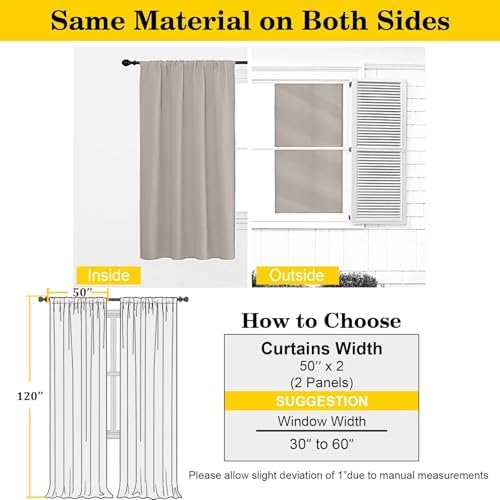 Extra Long Stone Blackout Curtains for Bedroom Living Room 120 Inches
