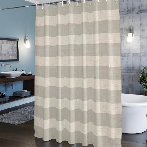 Shower Curtains Sets for Bathroom Decor Minimalist Taupe Stripes
