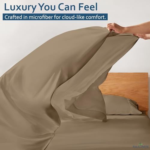 Rajlinen Queen Sheet Set Microfiber Bed Sheets, Ultra Soft Hotel