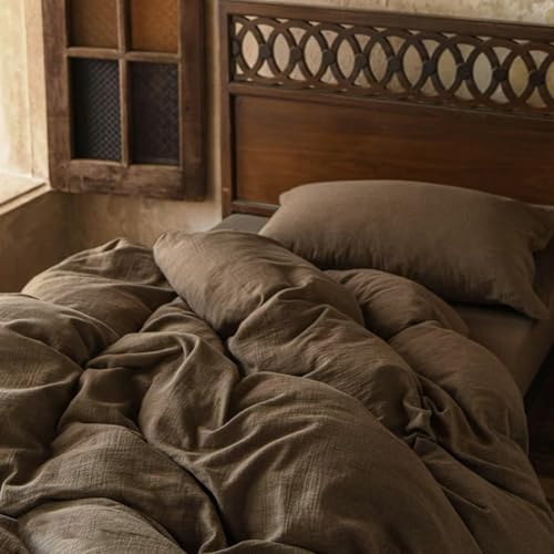 NSNLGSGC 100% Muslin Cotton Tan Houndstooth Queen Size Duvet Cover
