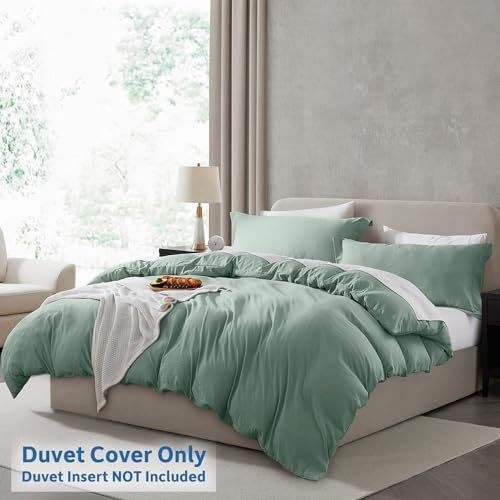 Nestl Sage Green Duvet Cover Queen Size - Soft Double Brushed Queen