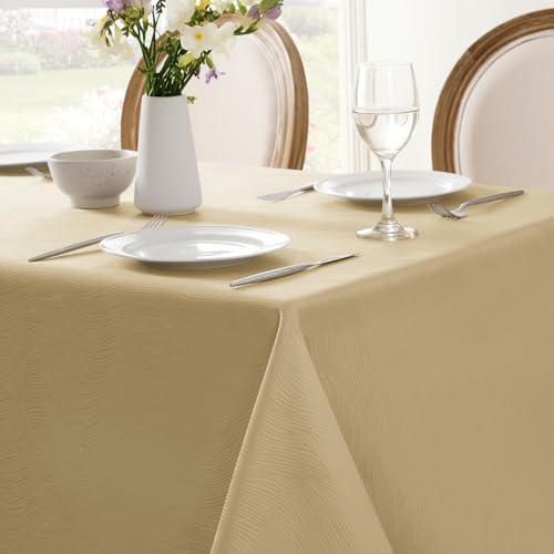 Softalker Jacquard Rectangle Tablecloth 52 x 70 Inch, Beige