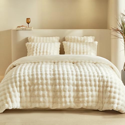 Tokokimo Faux Fur Comforter Set King Size, Ultra Soft Reversible