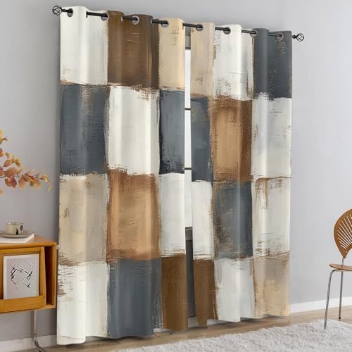 Taupe Curtains for Living Room, Country Farmhouses Curtains for