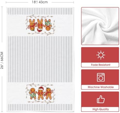 Artoid Mode Beige Candy Christmas Kitchen Towels Set of 2 18x26 Inch