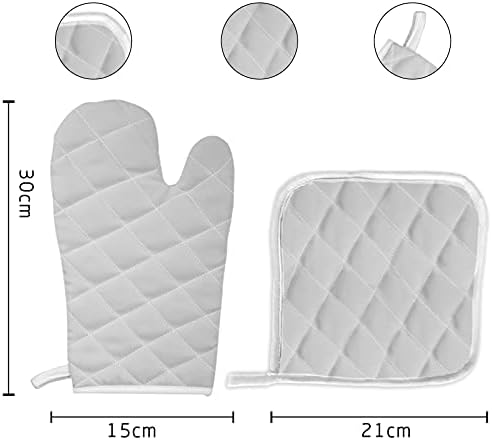 Set of Oven Mitt and Pot Holder Solid Color Kitchen Oven and Hot Pads