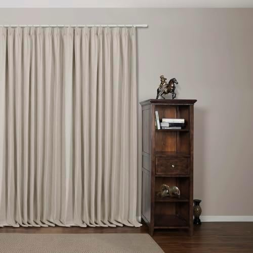 ChadMade Single Panel Pinch Pleat Blackout Curtain 120 Inch Wide Grey