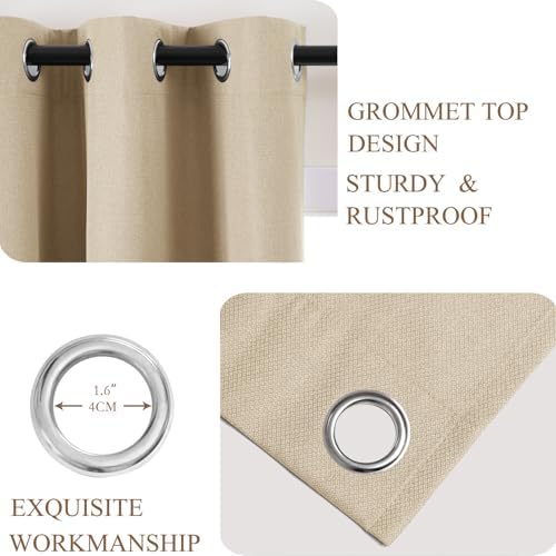 L.Z.E Beige 100% Blackout Curtains 84 Inches Long for Bedroom Living