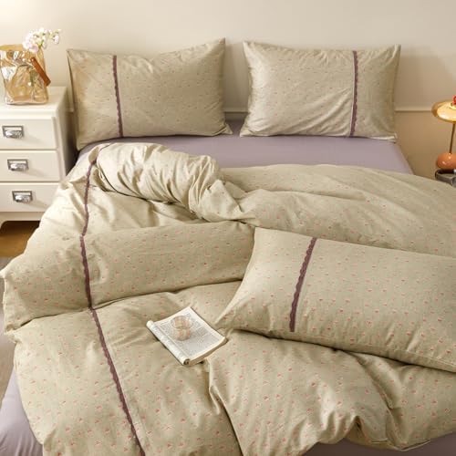 Mushroom Duvet Cover Set Queen Washed Cotton Boho Queen Comforter