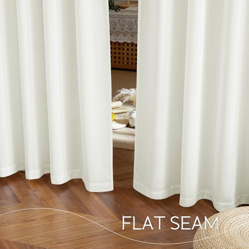 NICETOWN Sheer Ivory Curtains 96 inches Long, Rod Pocket & Back Tab