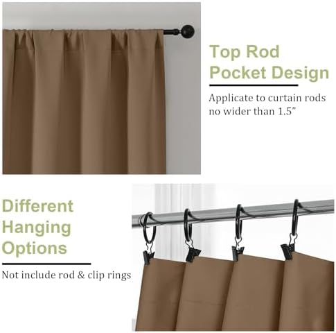 OWENIE Brown Blackout Curtains for Bedroom Living Room 72 Inch Long 2