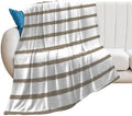 Plush Throw Blanket, Textured Stripes Lines Taupe Beige Modern Throws