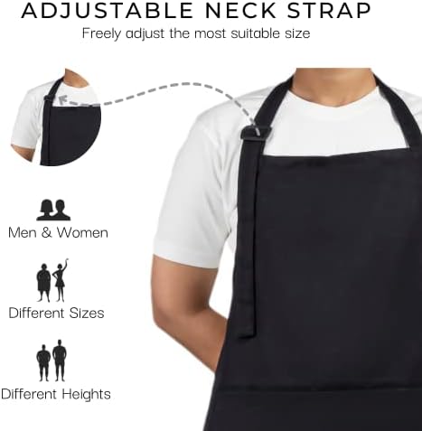 RAJRANG 100% Cotton Cooking Apron with 3 Pockets Kitchen Chef BBQ