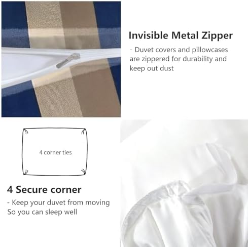 Minimalist Style Reversible Duvet Cover Set King Size, Geometric Grid