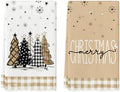Artoid Mode Brown Plaid Christmas Kitchen Towels Set of 2 18x26 Inch