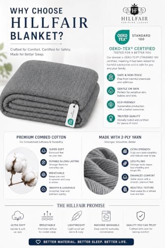 HILLFAIR 100% Combed Cotton Blanket– California King Size Bed Blanket