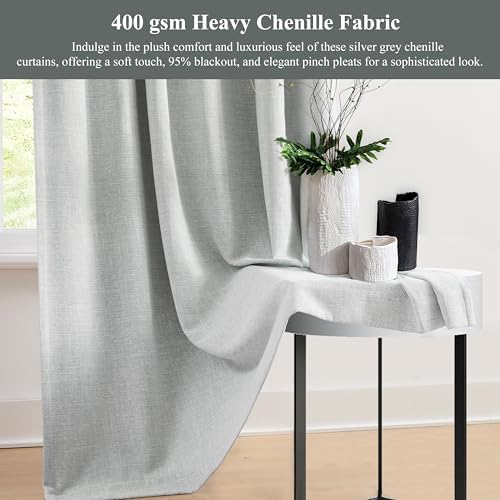 WEST LAKE Silver Grey Pinch Pleated 95% Blackout Window Curtain Panels
