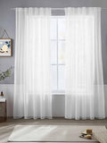 Solid Color Sheer Curtains 108 Inches Long 2 Panels, Semi Sheer Rod