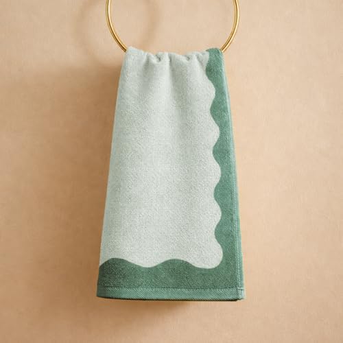 MONDAY MOOSE Scalloped Decorative Hand Towels, 2-Pack Soft Cotton with