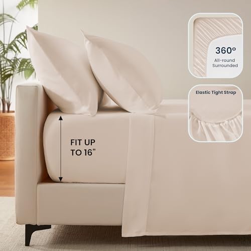 SLEEP ZONE Nanotex Super Soft Cooling Full Size Bed Sheets Set 4 Piece