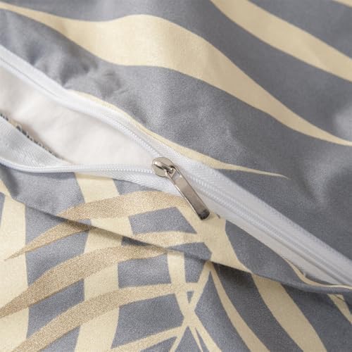 Luxury Tropical Plant Duvet Cover King, 3 Pieces Leaves Patterned