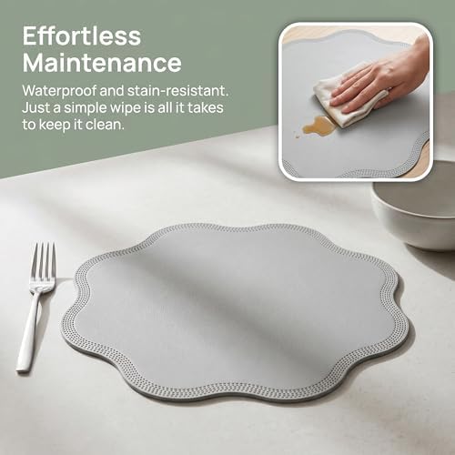 Placemat Set of 6 Faux Leather Placemats for Kitchen Dining Table