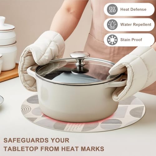 Abstract Placemats Set of 6, Faux Leather Placemats Boho Modern