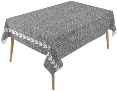 Classic Grey Linen Rectangle Tablecloth 60 x 120 Inches Boho Farmhouse