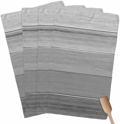 Kitchen Towels Dish Cloths 4 Pack 18x28in,Country Gray Ombre Stripe