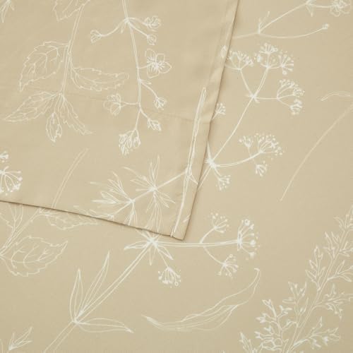 HYPREST Beige Sheets California King, 18" Deep Pocket, Floral Pattern