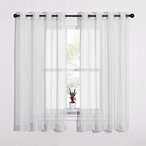 NICETOWN Sheer Curtains 63 Long - Ring Top Solid Voile Window