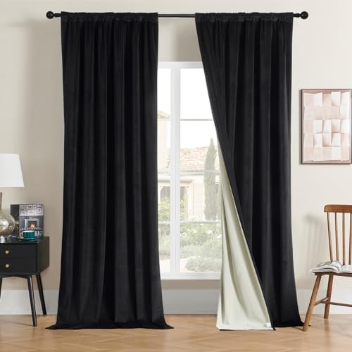 Joydeco 100% Blackout Velvet Curtains for Bedroom 120 Inches Long 2