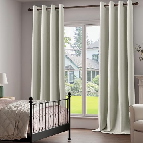 Extra Lenght 100% Blackout Linen Textured Curtains 120 Inch Length 2
