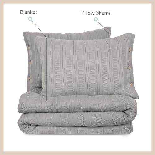 Vellux Malmo 3-Piece Blanket Set – King Size – Striped Knit