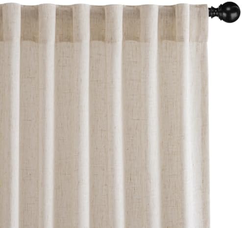 VISIONTEX Back Tab Linen Curtains 2 Panels 96 Inches Long Copper Brown
