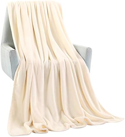 TASTHROW Large Flannel Fleece Throw Blanket, 50×70 Inch - Creamwhite