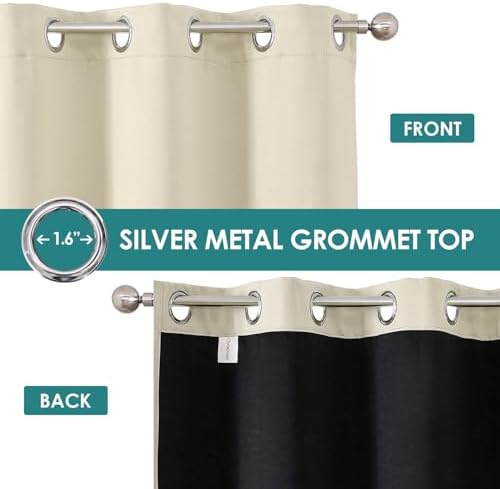 ChrisDowa 100% Blackout Curtains for Bedroom 108 Inches Long 2 Panels