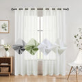 Randall Off White Sheer Privacy Modern Style Veil Sheer Drapes,2