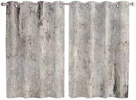 Vintage Grey Mottled Curtains 63 Inches Long for Living Room 2 Panels